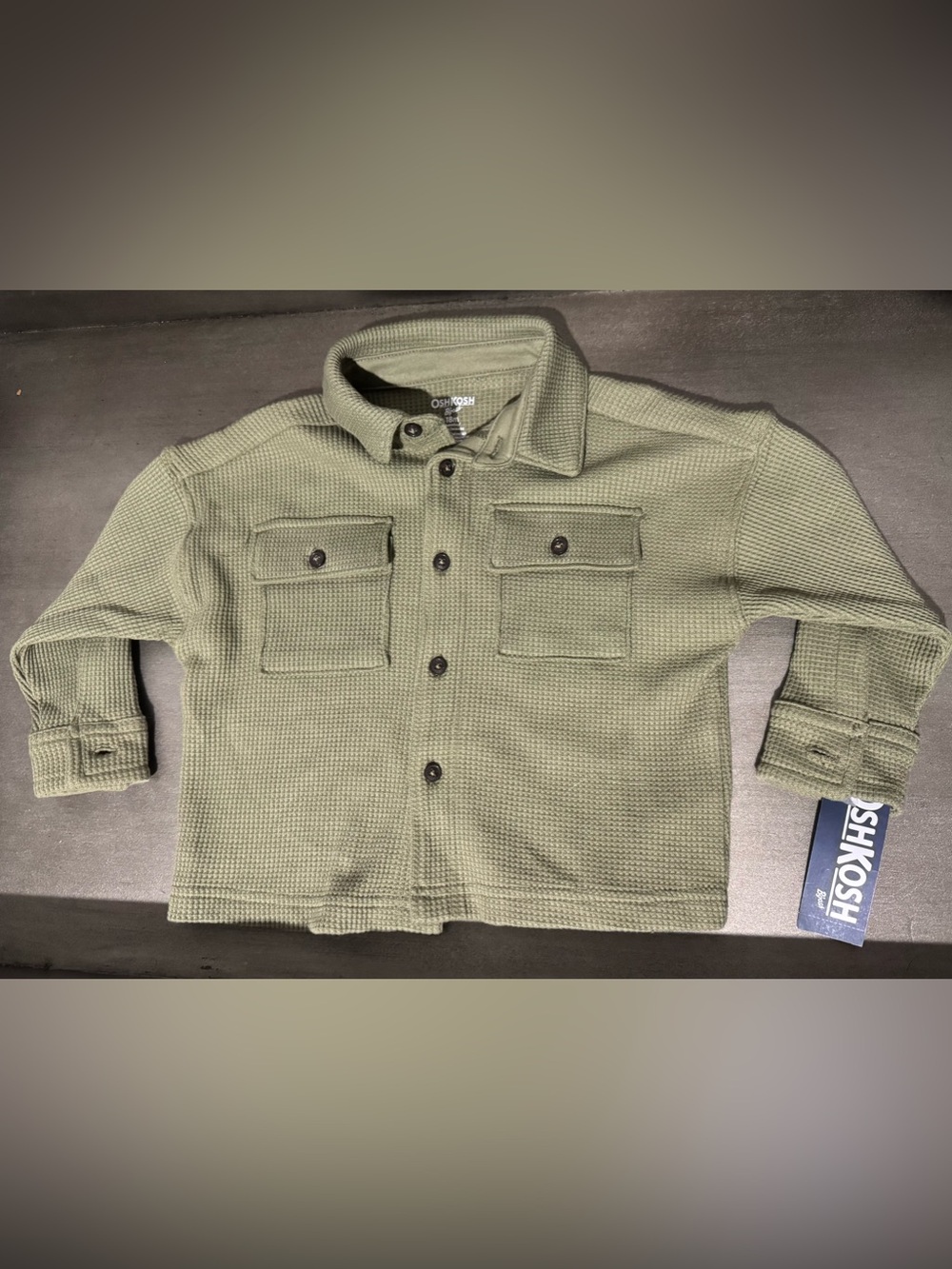 Oshkosh Bigosh Army Green Waffle Button-Up